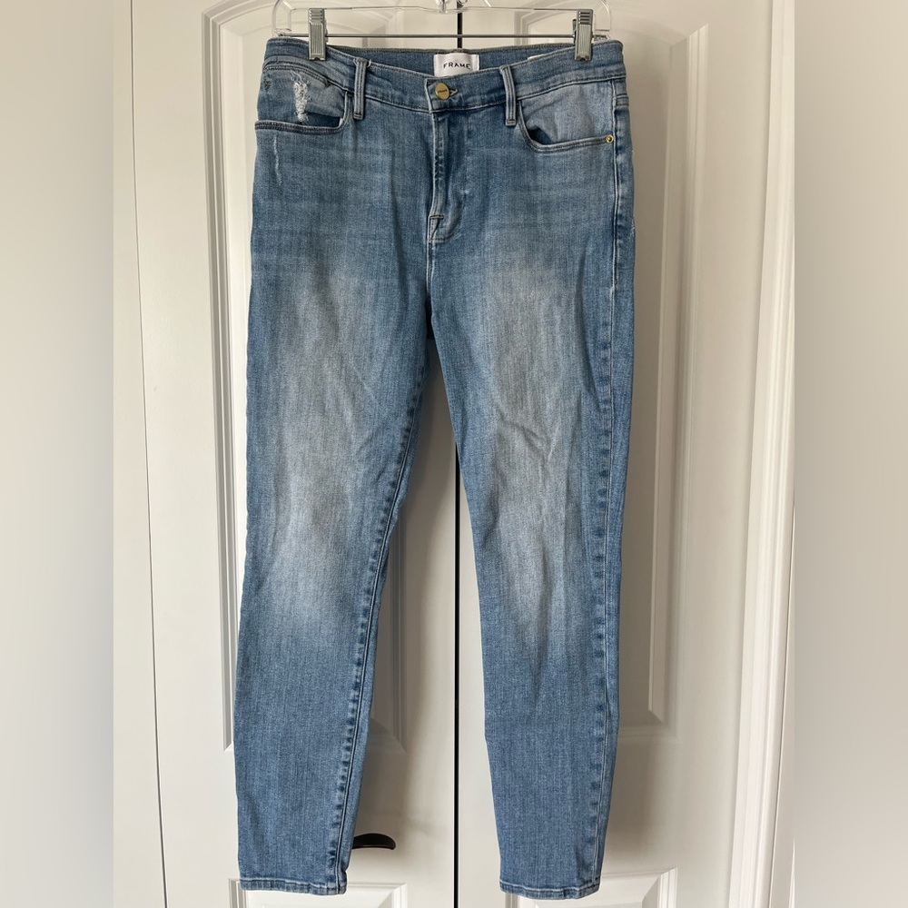 FRAME Le High Skinny Jeans- Light Wash- Distressed- Size 29